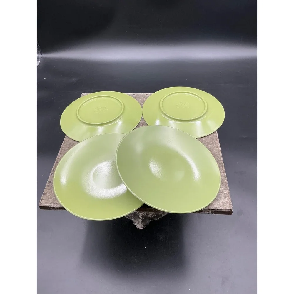 Vintage Genuine Melamine Avocado Green Salad Dessert Plates Set of 4 Made in USA